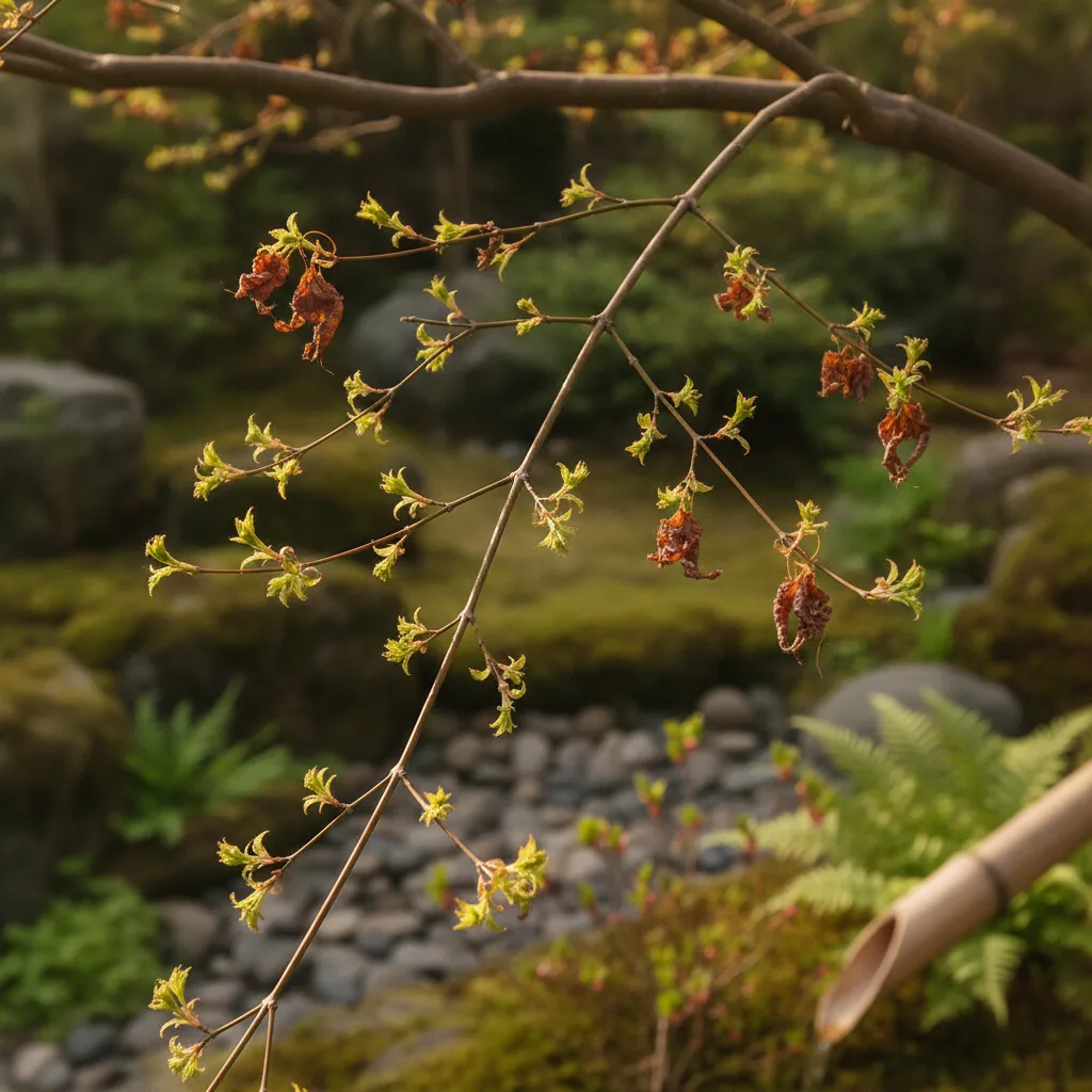 érable du japon feuilles qui sèchent