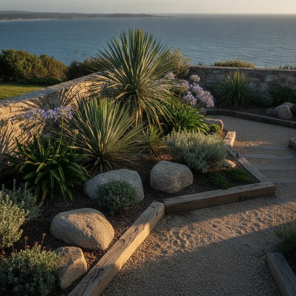## Mots-clés SEO  ### Mots-clés principaux  * plantes bord de mer * jardin bord de mer * ambiance bord de mer * plantes résistantes aux embruns * plantes résistantes au vent * plantes résistantes à la sécheresse * jardin méditerranéen * plantes de climat doux * végétaux bord de mer * aménager un jardin bord de mer  ### Mots-clés secondaires  * cordyline * phormium * agapanthe * lavande * pittosporum * éléagnus * tamaris * céanothe * yucca * miscanthus * graminées ornementales * arbustes persistants * plantes de plein soleil * plantes pour terrain sableux * haie bord de mer * jardin sans arrosage * massif méditerranéen * jardin de vacances * plantes résistantes au sel * jardin maritime  ### Expressions de longue traîne  * quelles plantes choisir pour un jardin en bord de mer * comment créer une ambiance bord de mer au jardin * les meilleures plantes pour un jardin exposé au vent * plantes qui résistent aux embruns marins * quelles plantes planter en terrain sableux * plantes méditerranéennes faciles d'entretien * arbustes persistants pour le littoral * créer un jardin inspiré du bord de mer * plantes pour un jardin sec et ensoleillé * végétaux adaptés au climat maritime