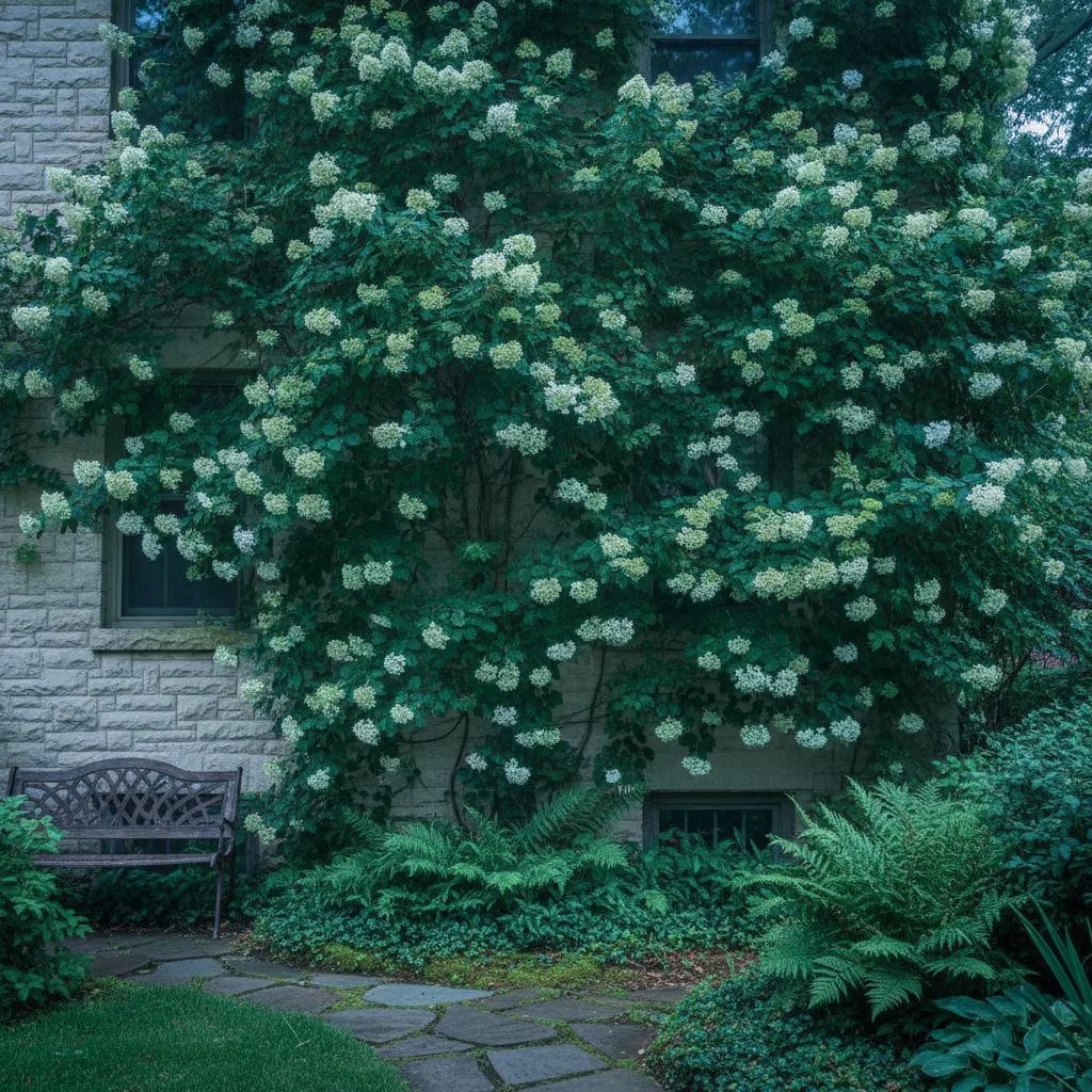Hortensia grimpant, guide complet de plantation 2026 - hortensia grimpant mur ombre